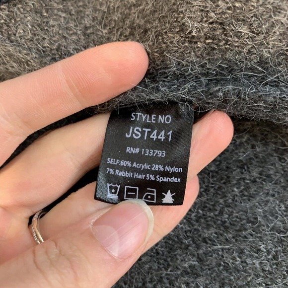 POL by Anthropologie Long rabbit hair Blend Cardigan Gray Womens Small Lagenlook - Picture 6 of 9